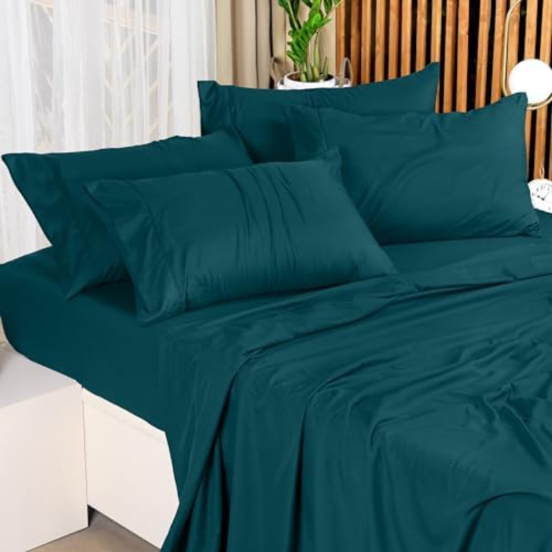 Full Bed Sheets Set - 4 Piece Bedding - Brushed Microfiber - Shrinkage And Fade Resistant - Easy Care (Teal Green)