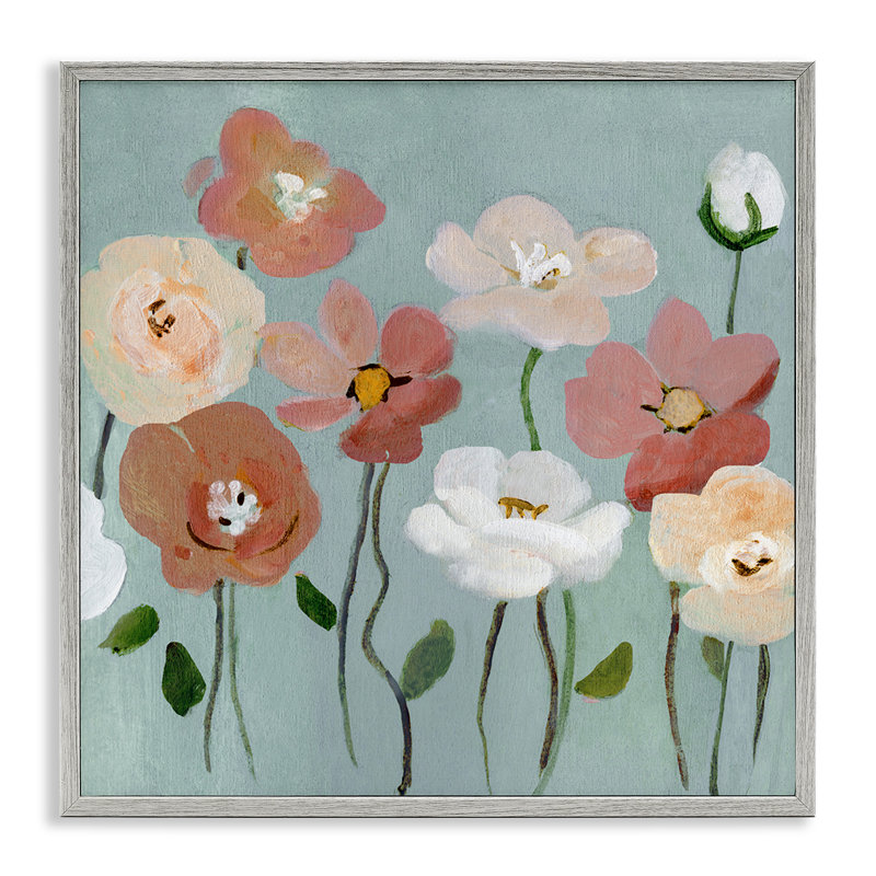 Boho Blooms sur giclée encadrée bleue, design par Charity Henderson