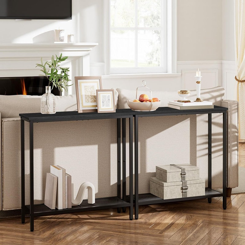 29.5" Narrow Console Table, Small Entryway Table With Shelf, 2 Tier Thin Sofa Table, Behind Couch Table, Side Table, For Hallway, Living Room, Bedroom, Black BB74XG01