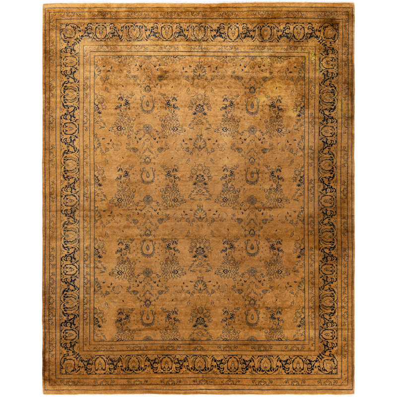 Tapis doré moderne en laine noué à la main Chehalis 8 pi 3 po x 10 pi 3 po