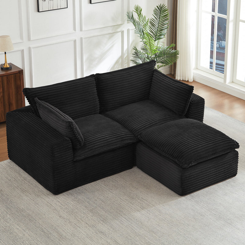 Canapé avec repose-pieds Boneless, Noir