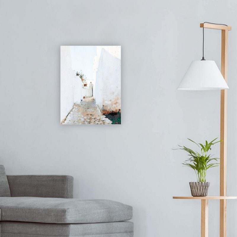 Bleu, scène de rue marocaine, art mural sur toile 24 po x 18 po