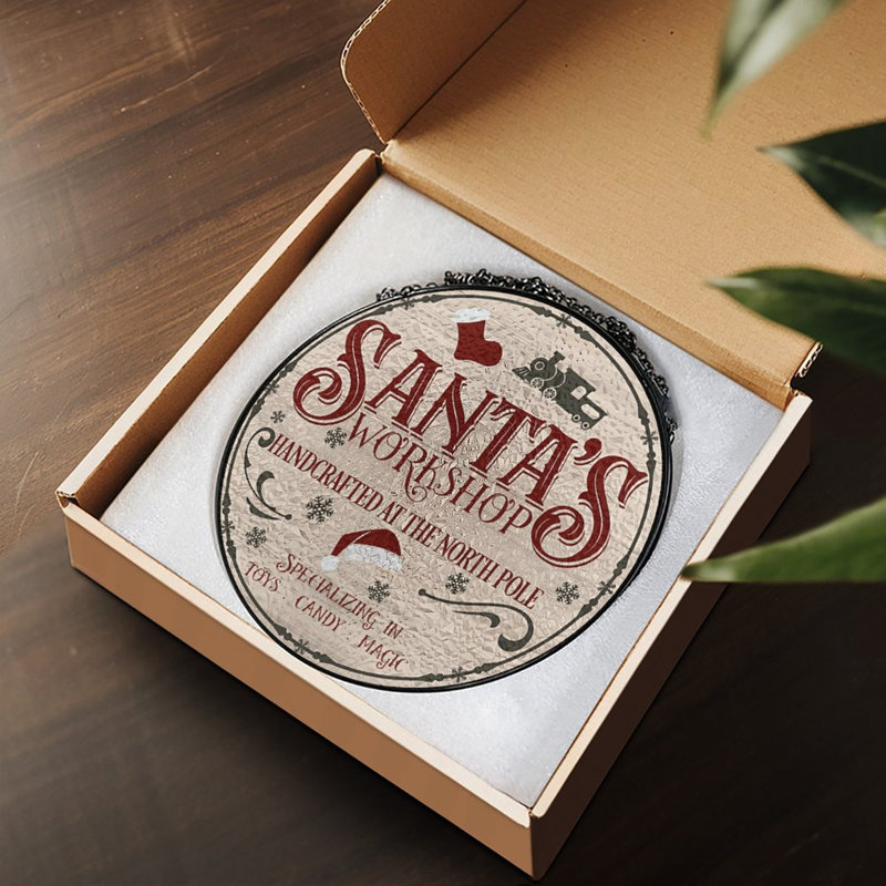 Panneau de vitrail de Santas, 6,3 x 6,3 po (16 x 16 cm)