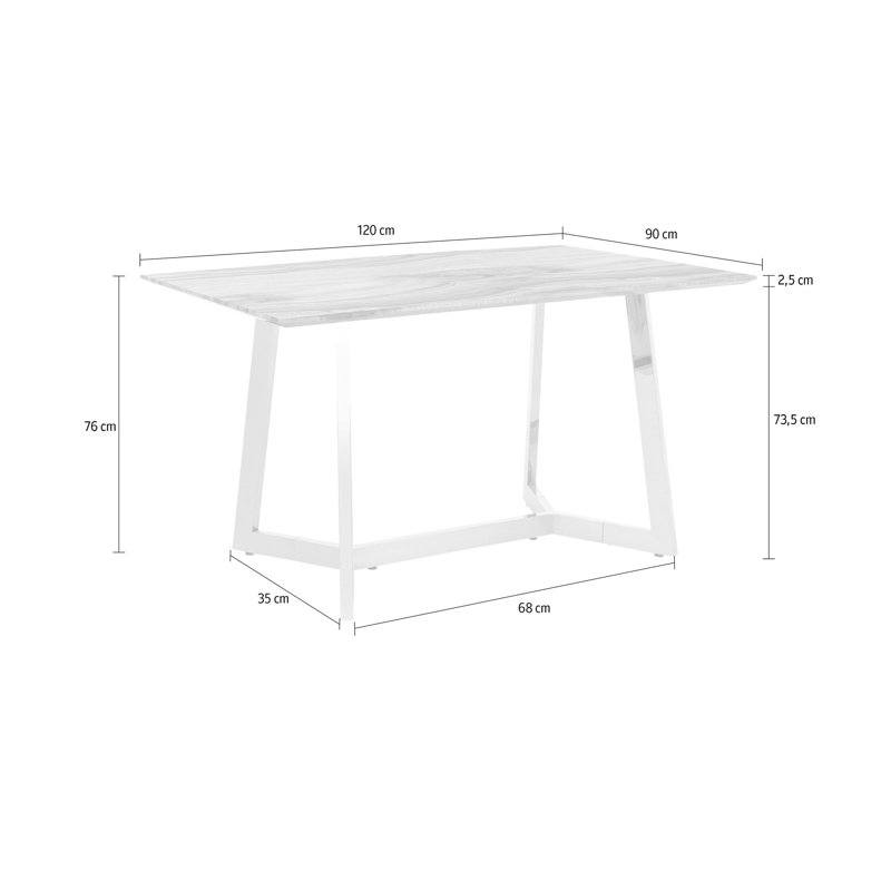 Hasson Metal Base Dining Table, H76 x L120 x W90cm