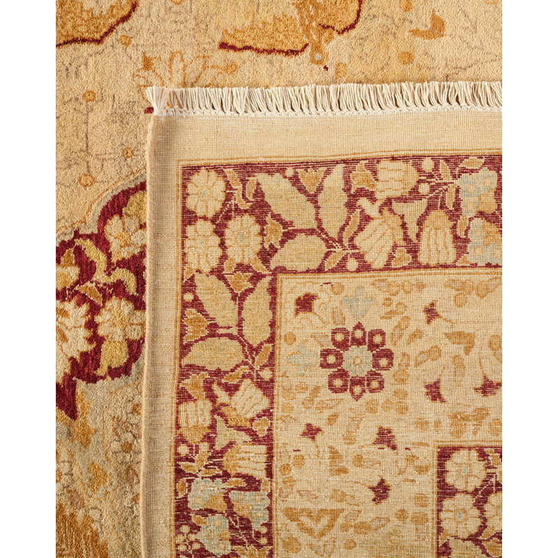 Tapis orange / rouge en laine noué à la main de conception unique 9 pi 2 po x 12 pi Keenan