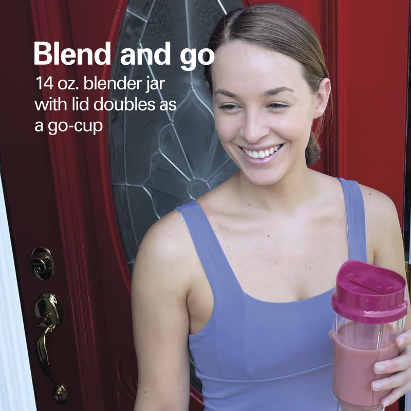 Hamilton Beach® Portable Blender with 14 Oz BPA Free Travel Cup and Lid, Durable Stainless Steel Blades for Powerful Blending Performance