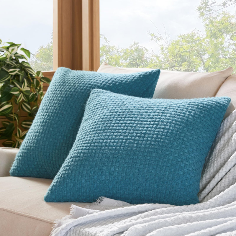 Housses de coussin en jacquard à carreaux, Bleu clair