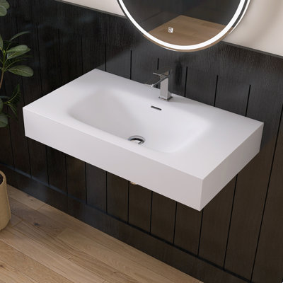 Lavabo de salle de bain mural 32 "avec trou pour robinet