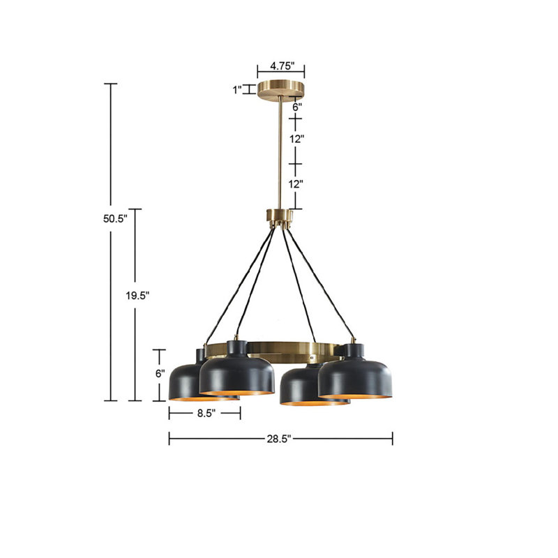 4-Light Metal Shade Chandelier