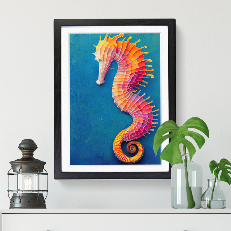 Seahorse Vol.2 - Single Picture Frame Print, 64cm H x 46cm W x 2cm D, Black