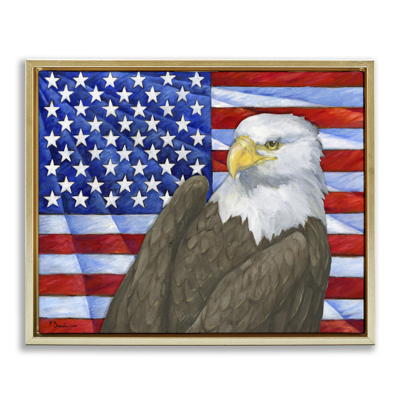  Eagle's View Flag Floater Canvas Wall Art by Paul Brent, H 17 po x l 21 po, Cadre flottant métallique doré