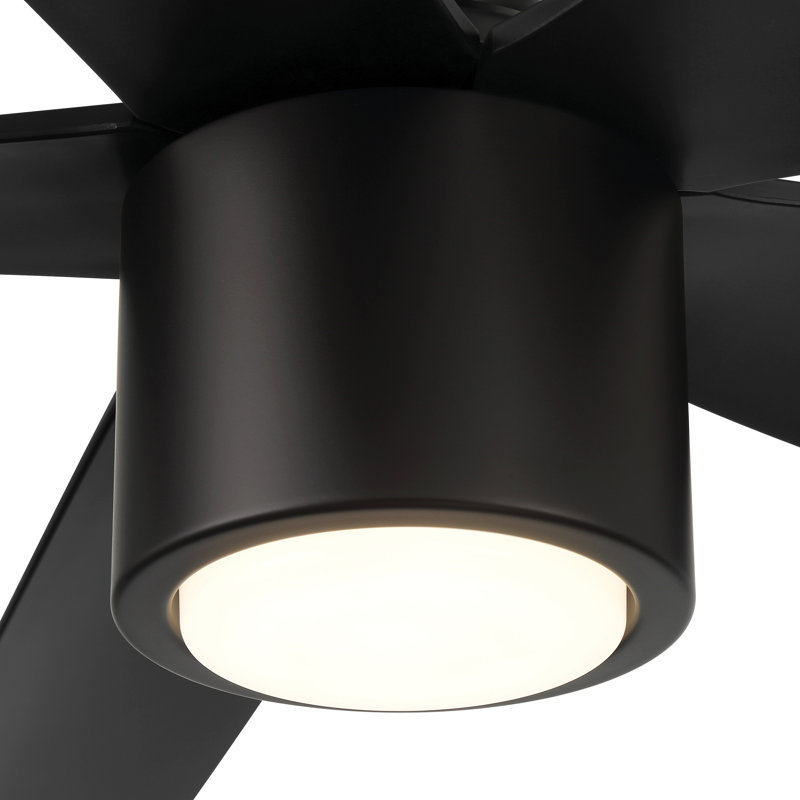 RAVIAN 5-Blade Ceiling Fan With Remote and Dimmable Light, 72", Matte Black