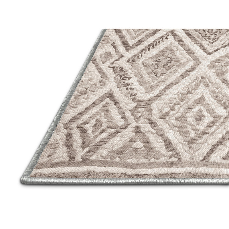Machine Washable Beige Area Rug, Round 7'