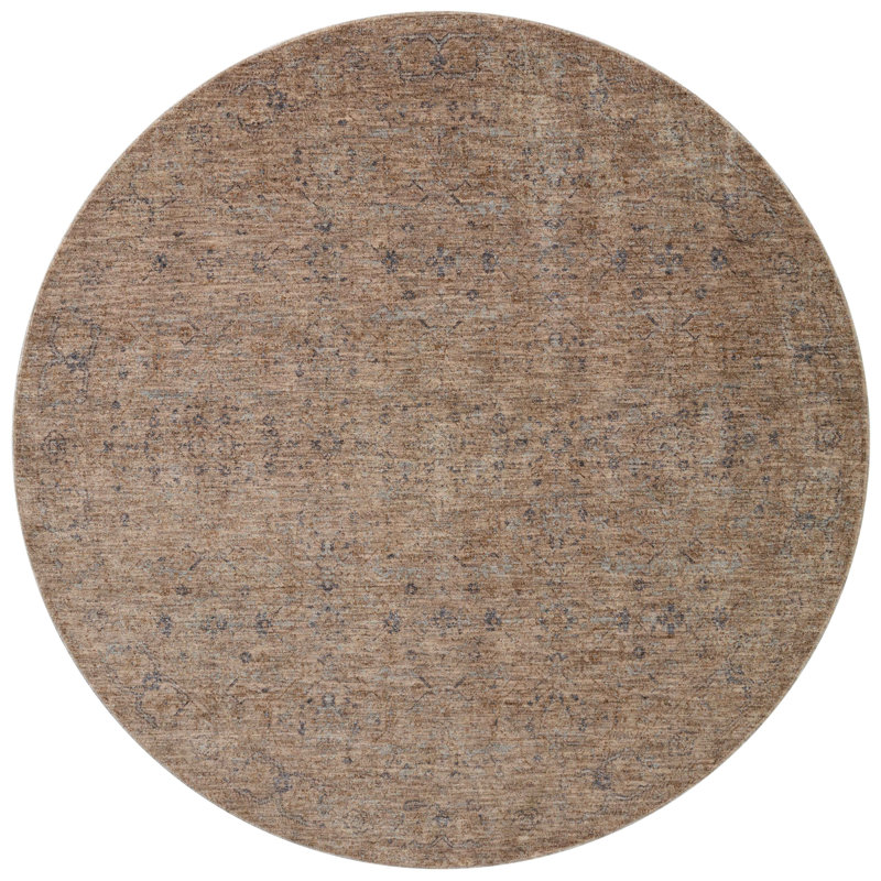 Tapis taupe / bleu Angela Rose x Loloi Blake, Rond 7 pi 10 po