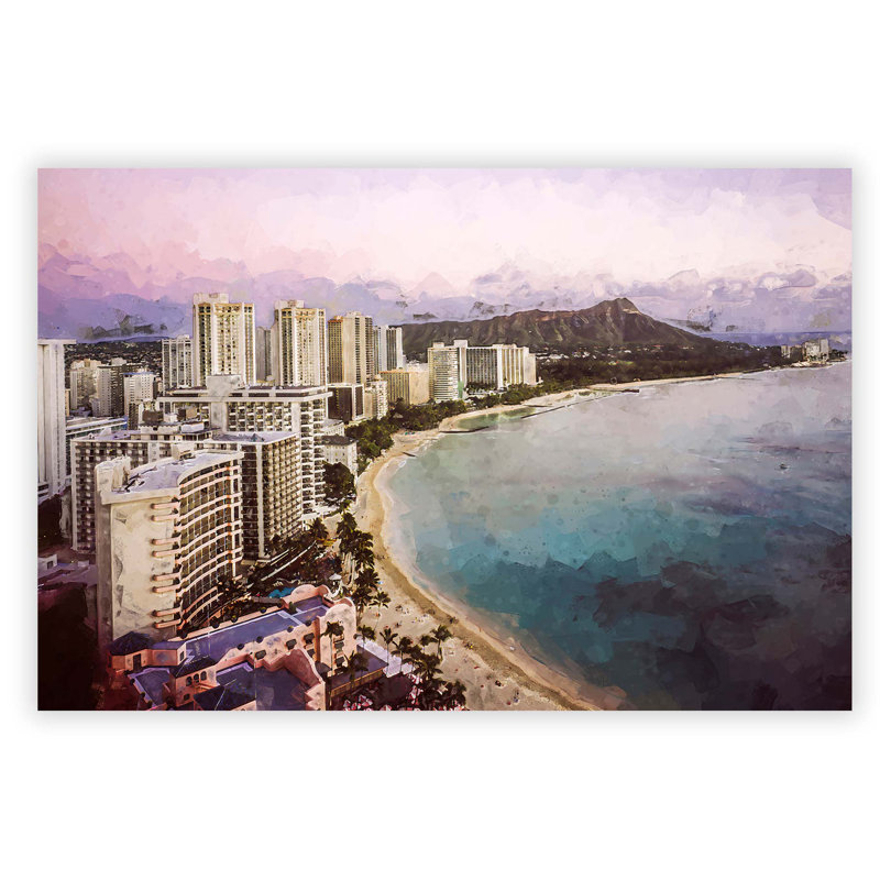Dusk View of Waikiki Beach - Frameless Print, 59.4 cm H x 84.1 cm W