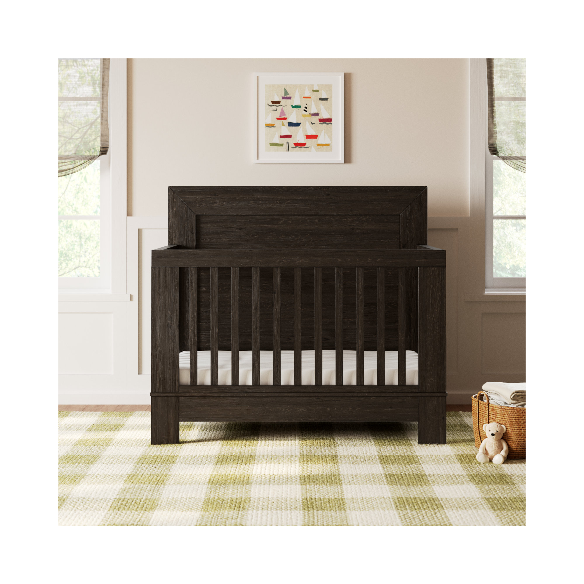 Albie 56" Wide Convertible Crib, Cocoa