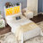  Metal Full Size Headboard With Storage, 60,000 Diy Color Of Led Lights, Head Board With Charging Station, Modern Freestanding Headboard Only, Easy Assembly, White-509900769-509900774