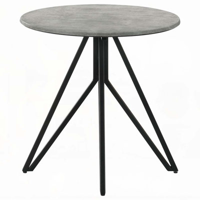 Table de bout ronde en ciment et bronze industriel Hadi