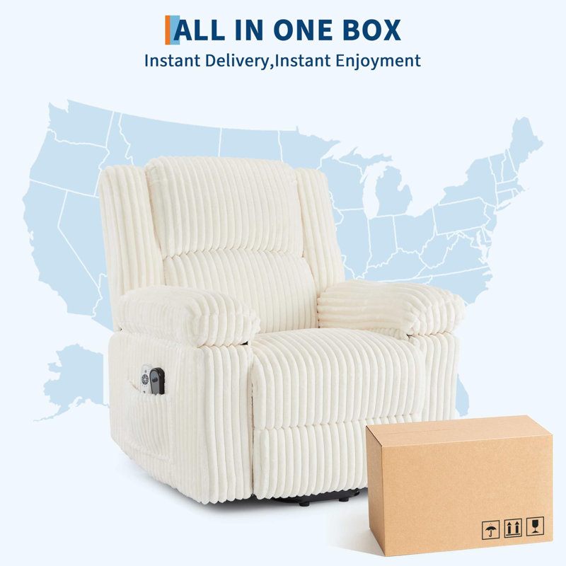 Power Lift Recliner Chair with Heat & Massage, Electric Soft-Padded Lift Recliner for Elderly with Side Pockets, Beige