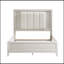 Grand lit à finition blanc antique avec tête de lit rembourrée à DEL avec meubles de chambre à coucher modernes 1pc, façades en roseaux