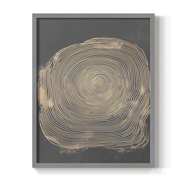 Abstrait, encadré, prêt à accrocher , H 10 po x l 8 po, Gris