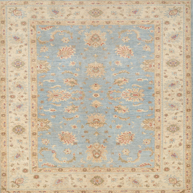 Tapis brun clair/bleu clair traditionnel, Rond 6 pi