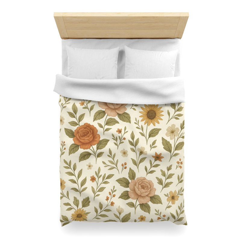 Microfiber Duvet Cover Boho Style, Design 61, Twin XL Duvet Cover, White