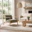 Chaise d'appoint rembourrée avec cadre en bois-119236250