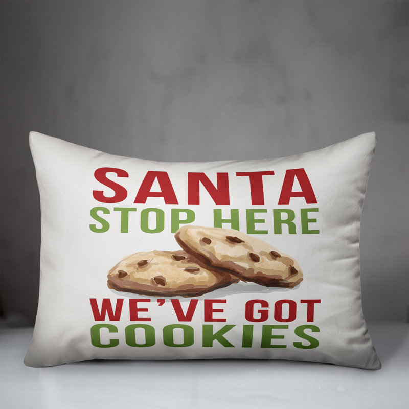 Coussin lombaire Santa Stop Here We Got Cookies, Housse de coussin seulement - sans coussin