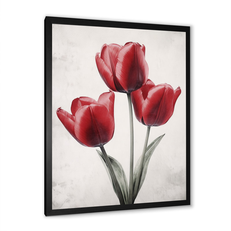 Tulip Dreams I - Floral Wall Art Living Room, Cadre photo noir, H 32 po x l 24 po x P 1 po