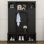 Arbre d'entrée de style campagnard avec tablettes réglables et 7 crochets, organisateur de hall d'entrée tout-en-un, armoire à chaussures et banc de rangement-1634033035