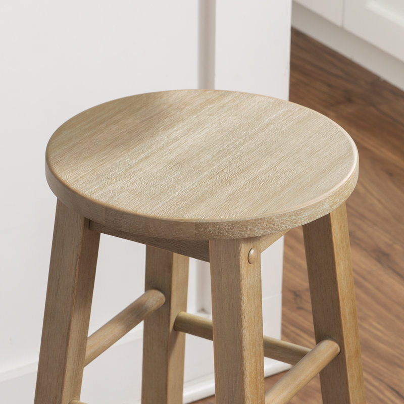 Tabouret de bar / comptoir en bois massif Bernistine, Tabouret de comptoir (siège d'une hauteur de 24 p, Gris délavé