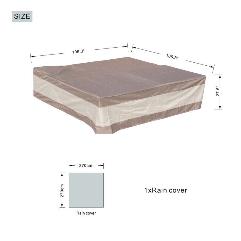 Outdoor Patio Sofa Cover, 28" H x 106" W x 106" D