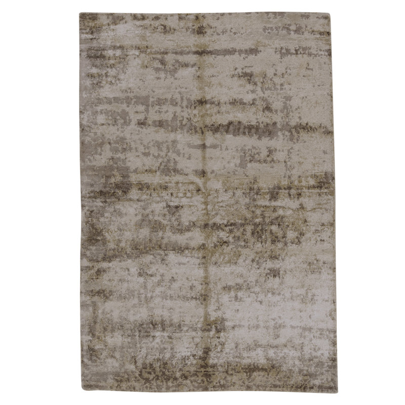 High-Quality Hand-Knotted Beige And Grey Area Rug