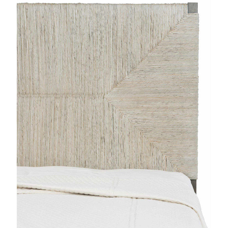 Alannis King Panel Bed with Woven Abaca Headboard in Rustic Grey