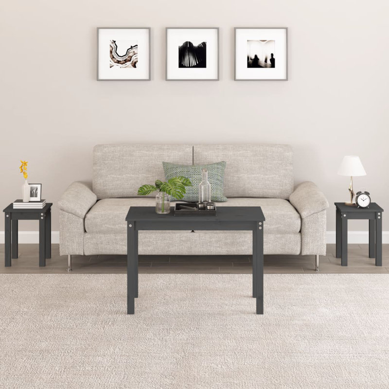 Tavin Solid Wood Nesting Tables, Grey