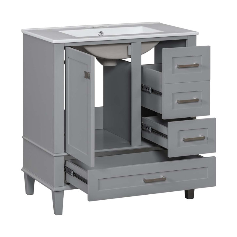 Modern Bathroom Vanity, Bathroom Cabinet With Sink Combo Set, Bathroom Storage Cabinet, Gray