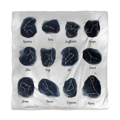 Earth & Galaxy Blue Constellations Zodiac Duvet Cover Set
