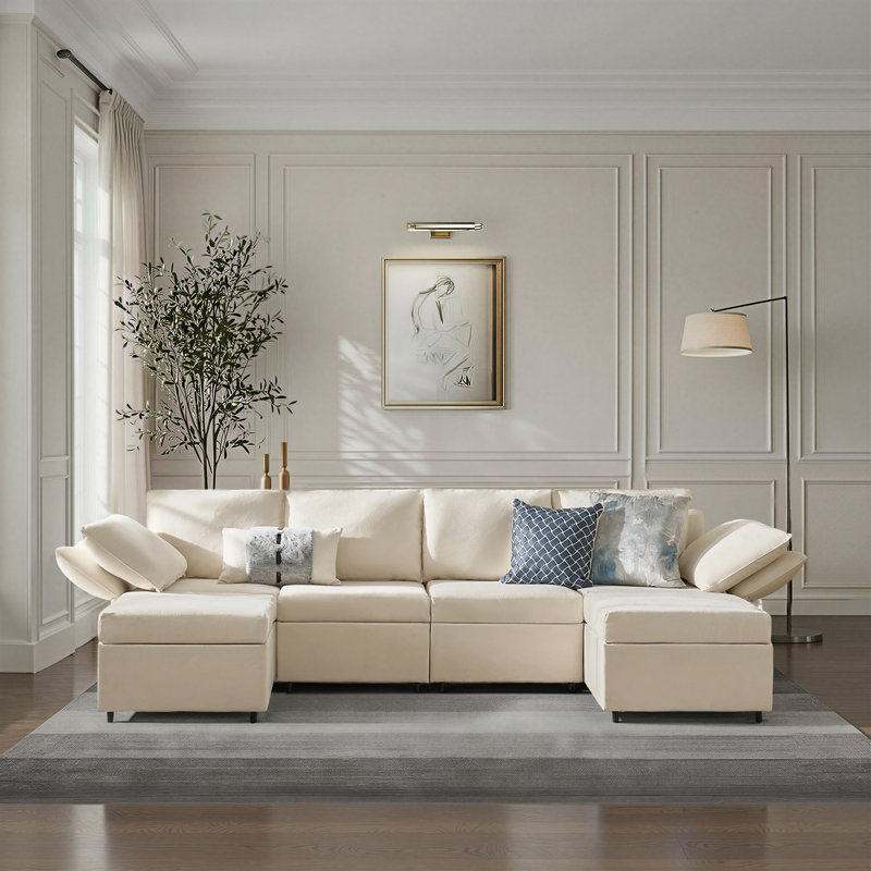 Woodring 6-Piece Upholstered Sectional, Beige