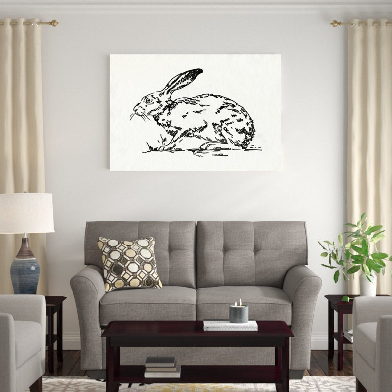 «Resting Hare I» par Emma Caroline - reproduction d'art sur toile tendue, H 32 po x l 48 po