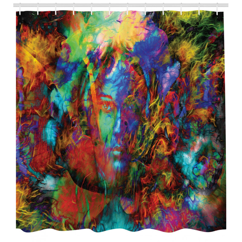 Ensemble de rideau de douche Abstract Art Face Spirit, H 75 po x l 69 po