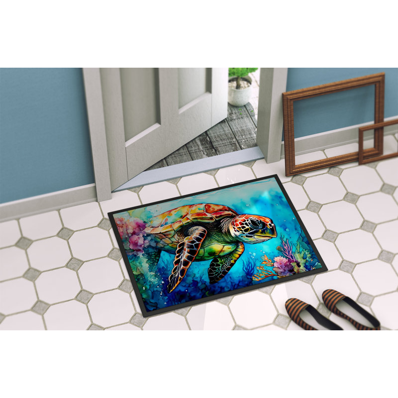Loggerhead Sea Turtle Doormat, L 18 po x L 27 po