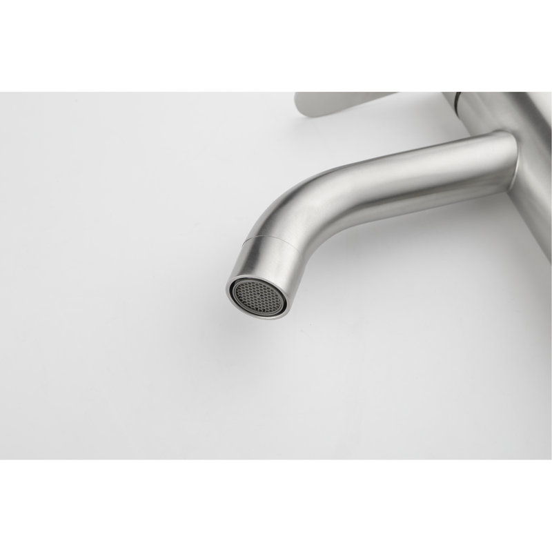 Brushed Nickel Bathroom Sink Faucet - Modern Design, Single Handle, Stainless Steel, Instant Installation Vanity Handle In Nickel, Simple Concept