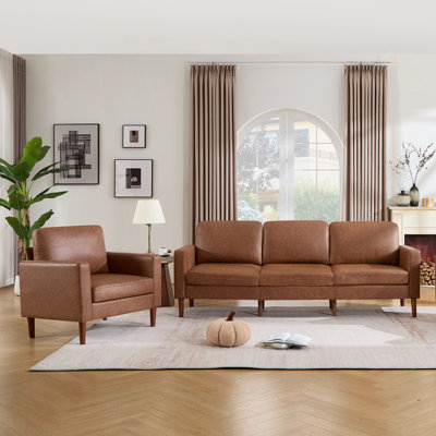Ensemble de salon et de chaise d'appoint moderne rembourré et canapé 3 places, mobilier Mid-Century