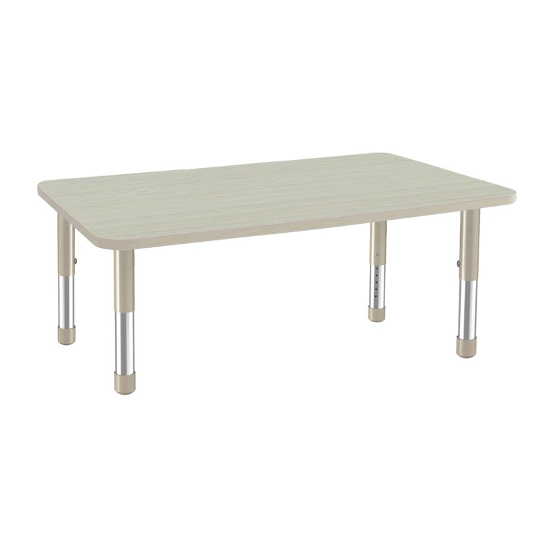 Table d'activité rectangulaire 30 po x 48 po à grain de bois avec pieds réglables - sable asiatique / sable, Sand, Sand