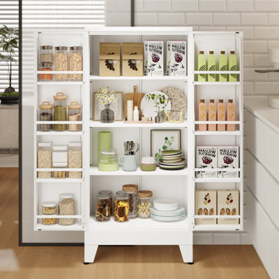 51.2"H Metal Modern Kitchen Food Pantry Storage Cupboard Cabinet with 2 Doors and Adjustable Shelves by Winston Porter