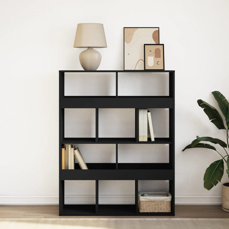 Andrika 100cm W Bookcase, Black, 125.5cm H x 100cm W x 33cm D