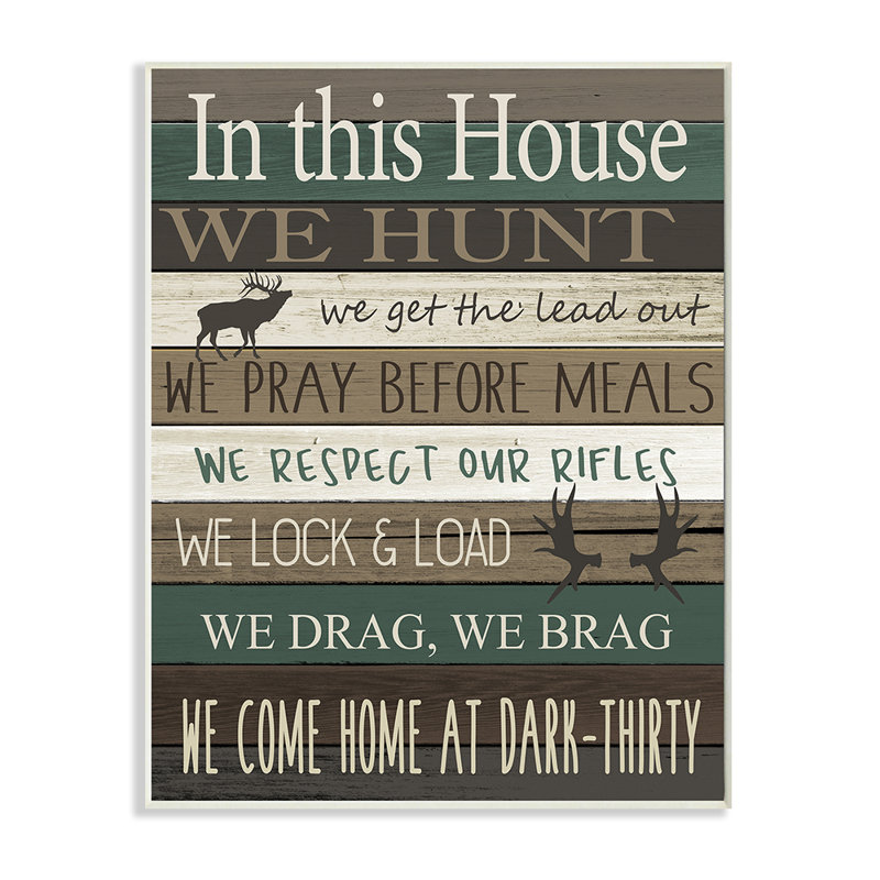 «Rustic Family House Rules Green Brown Tan» par Kim Allen - impression d'art graphique, H 20 po x l 16 po x 1,5 po