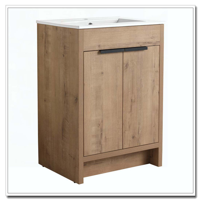 Meuble-lavabo autoportant avec deux portes d'armoire à fermeture douce