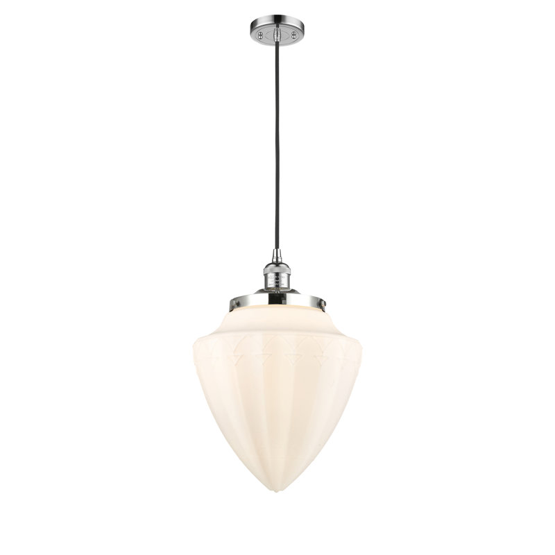 Luminaire suspendu simple à 1 lumière, Chrome poli, Blanc mat